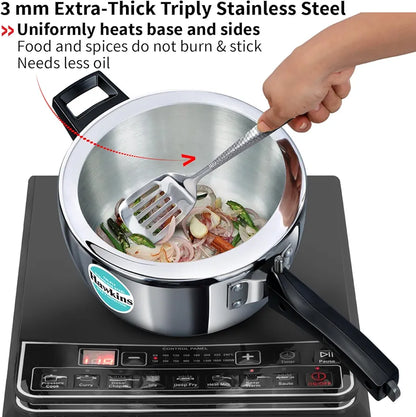 Hawkins 3.5 Litre Triply Stainless Steel Pressure Cooker, Inner Lid Cooker, Silver 