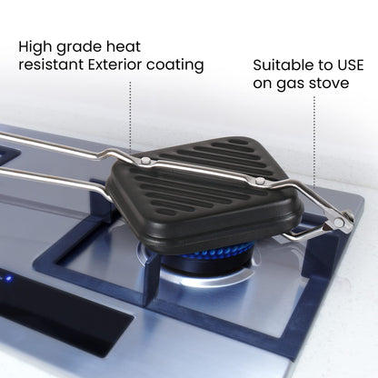 MILTON Pro cook Premium Non-Stick Sandwich Griller | Compatible with Gas Stoves | Sandwich Griller and Toaster | Heat-Resistant Bakelite Handle | Durable & Easy to Use Sandwich Maker 14cm, Black