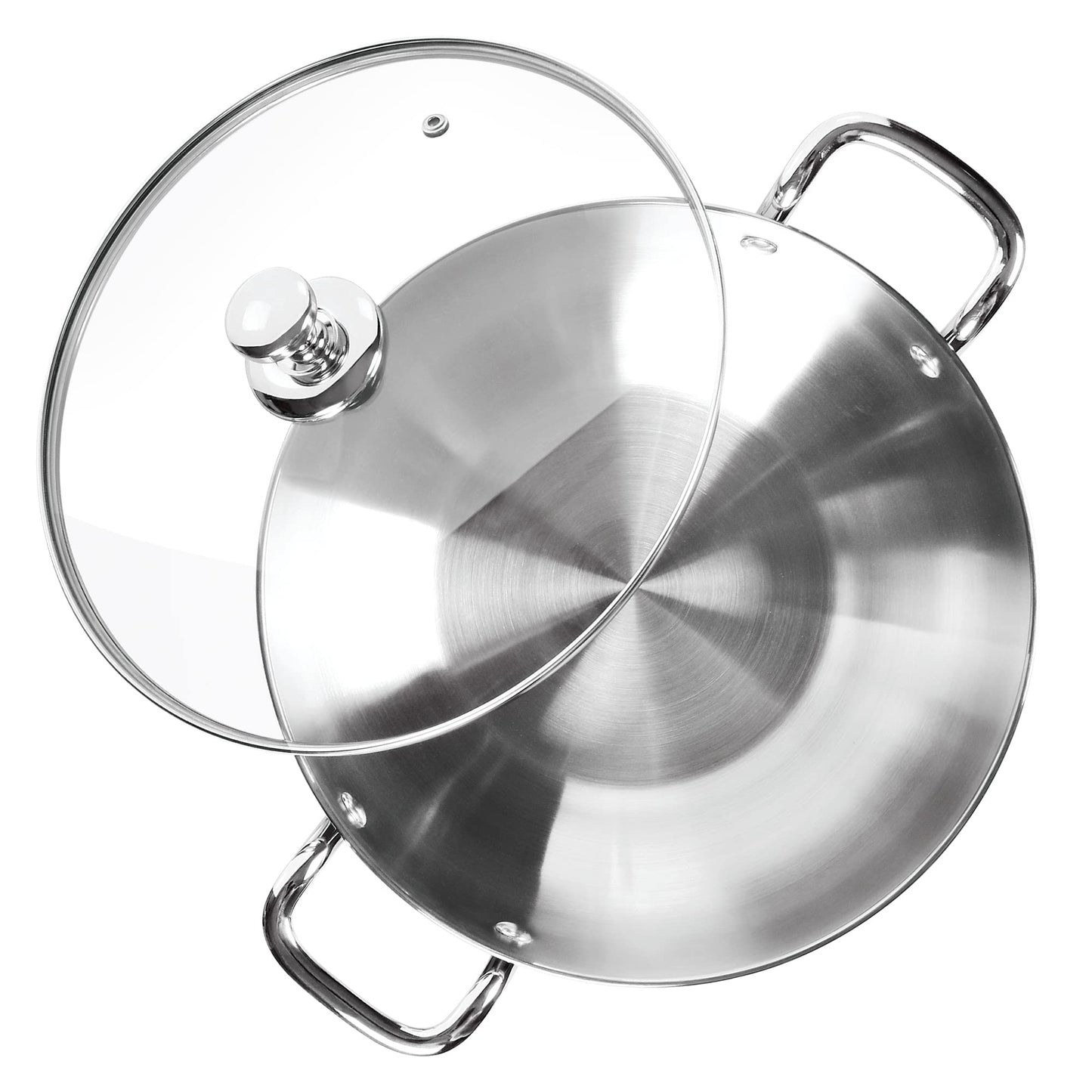 Milton Pro Cook Stainless Steel Kadhai with Glass Lid, 28 cm / 4.2 litres, Sandwich Bottom Cookware, Induction and Gas Stove Friendly Kadai for Cooking, Deep Frying, Stir-Fry, Silver