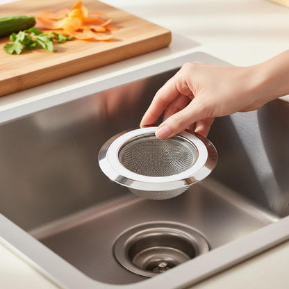 Sulfar Stainless Steel Sink Strainer & Stopper 4 Inch (10 cm) | 2 in 1 Kitchen Drain Filter Basket with Fine Mesh | Anti-Clog Basin Drain Cover for Sink, Washbasin, Durable Rust Resistant (Chrome)