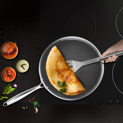 Milton Pro Cook Induction Cookware & Gas Stove Friendly Triply Stainless Steel Hexa Tech Omni Tawa 30cm | 3.5mm Thick | Greblon C3+ Coating Non Stick Dosa Tawa | PFOA-Free | Sturdy Handle |3Y Warranty