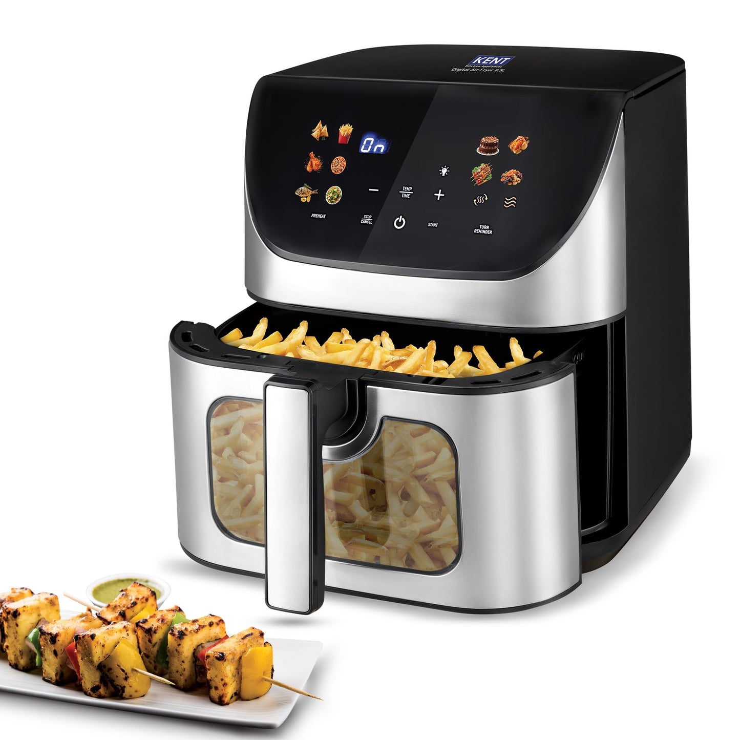 KENT Digi Plus Air Fryer | 4L Capacity & 1300W | Fry, Grill, Roast & Bake | Digital Display & Touch Control Panel | Rapid Heating | 80% Less Oil Usage | High Temperature & Uniform Heating | Black