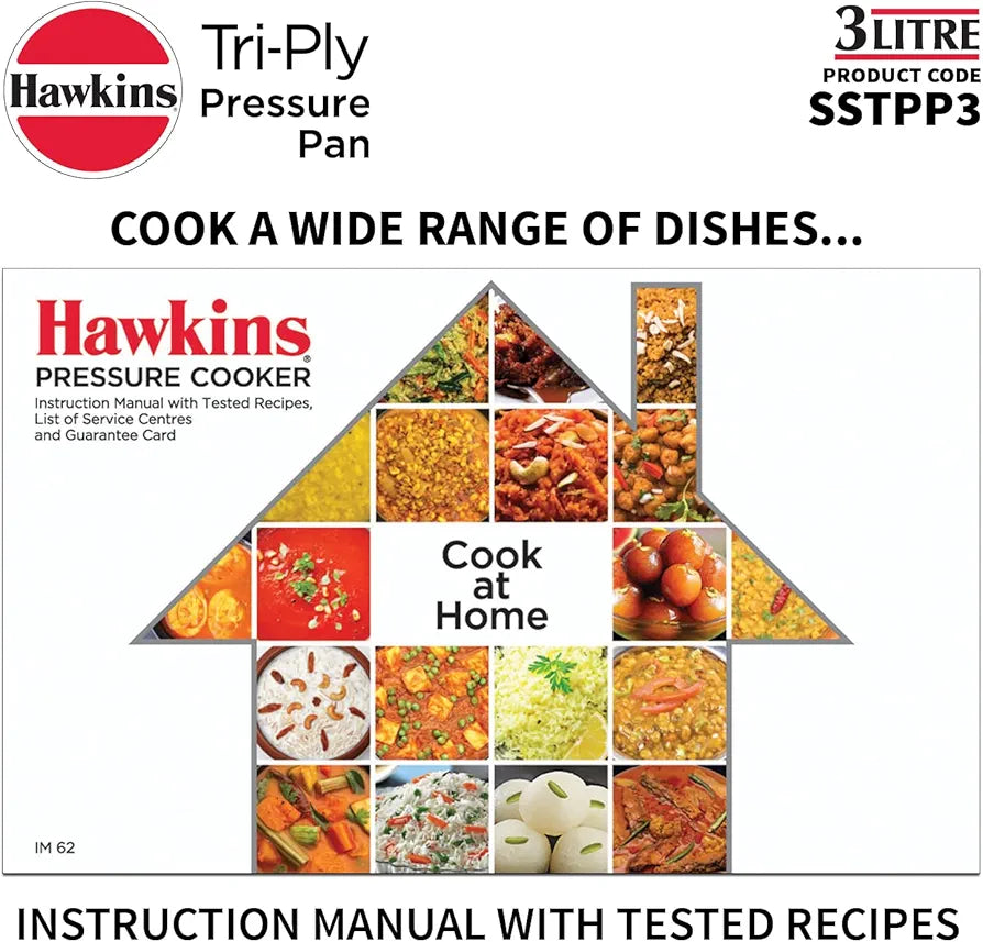 Hawkins 3 Litre Tri-Ply Pressure Cooker cum Pan, Triply Stainless Steel Inner Lid Cooker, Pan, Silver 