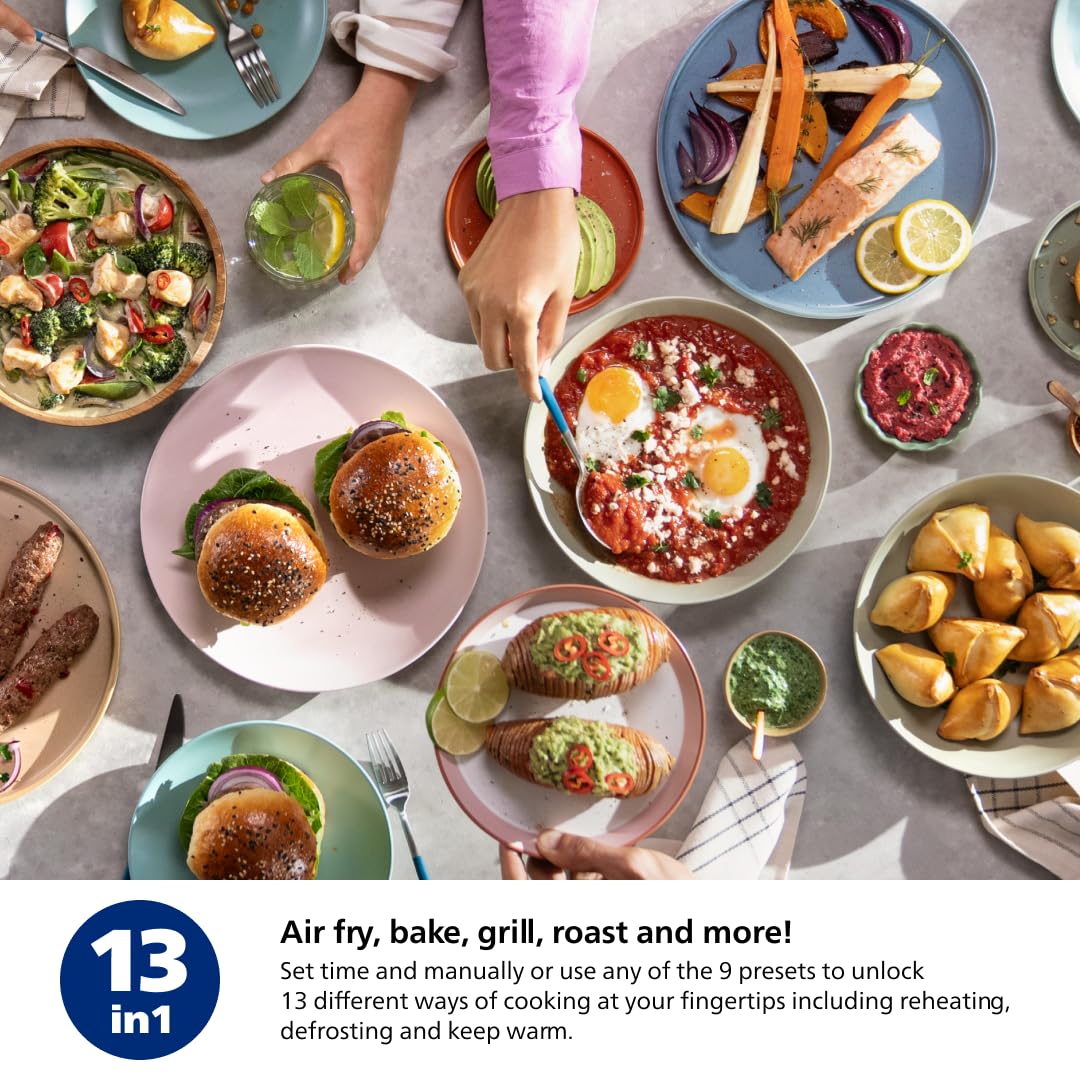 Philips 2000 Series Airfryer - 4.2L Capacity, RapidAir Technology, 13-in-1 Presets, Touchscreen Control, Cooking Window, Up to 90% Less Fat (NA221/00)