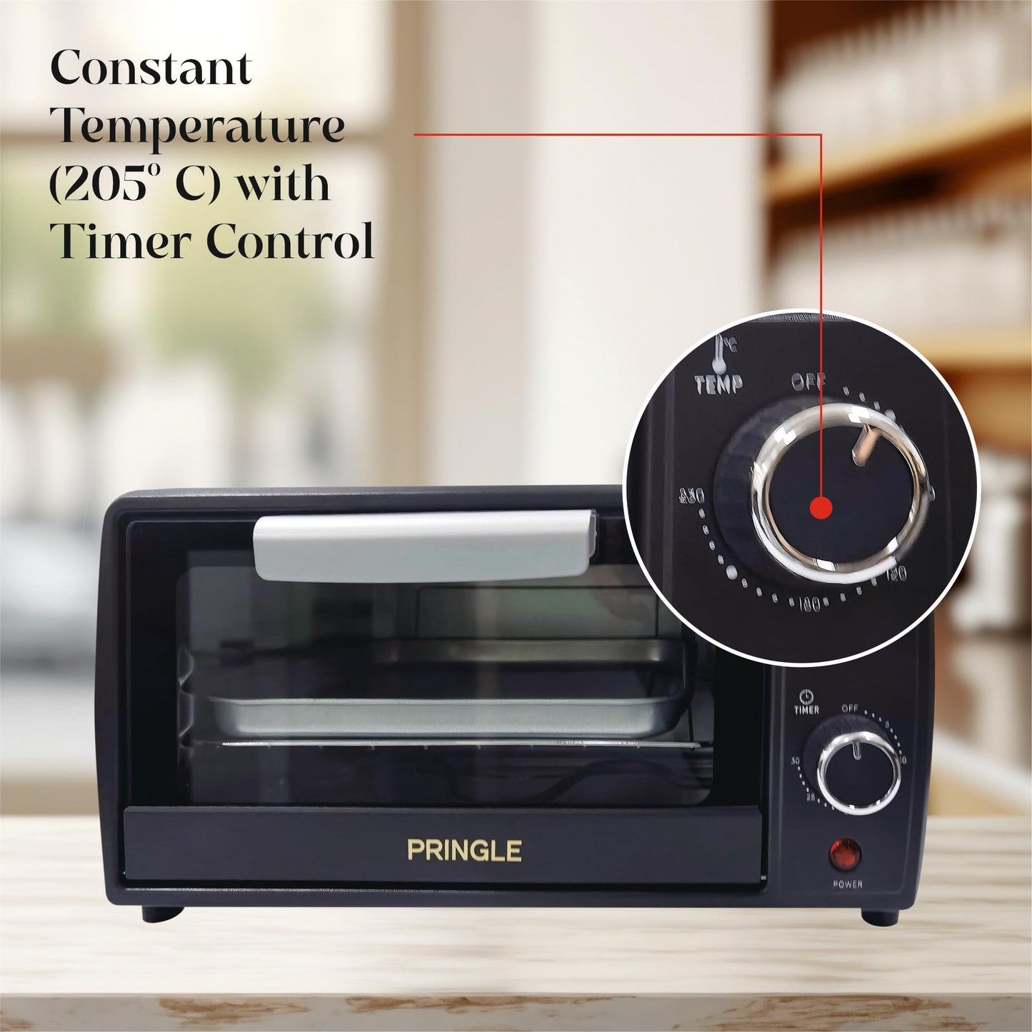 Pringle OTG12 DLX 10L Oven Toaster Griller 1000W | Baking, Toasting & Grilling Functions | Adjustable Temperature Control | Compact OTG Oven for Cakes, Snacks & More | Black