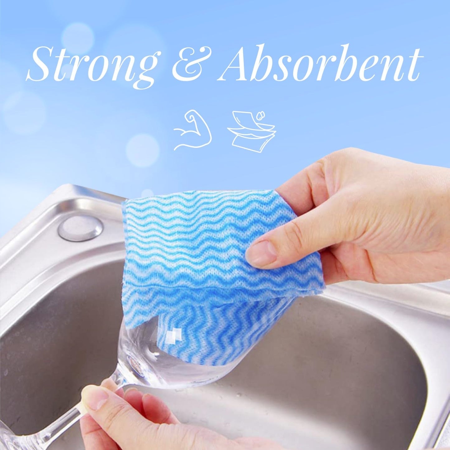 Origami Non Woven Reusable & Washable Kitchen Towel Roll | Ultra Absorbent, Antimicrobial & Anti Odour Wipes for Spotless Cleaning | Quick Dry Multi Purpose Tissues (80 Wipes Per Roll, 160 Sheets)