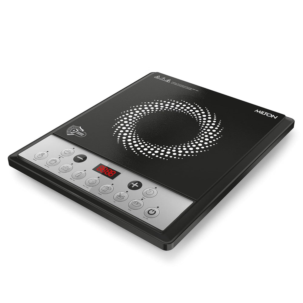 Milton Euroline Elio 16.0 Portable 1600 W Induction Cooktop | LED Display Panel, 5KV Surge Protection | Timer & Preset Menu Functions | Soft Touch Buttons | Fast Cooking | 3-Year Warranty on Coil