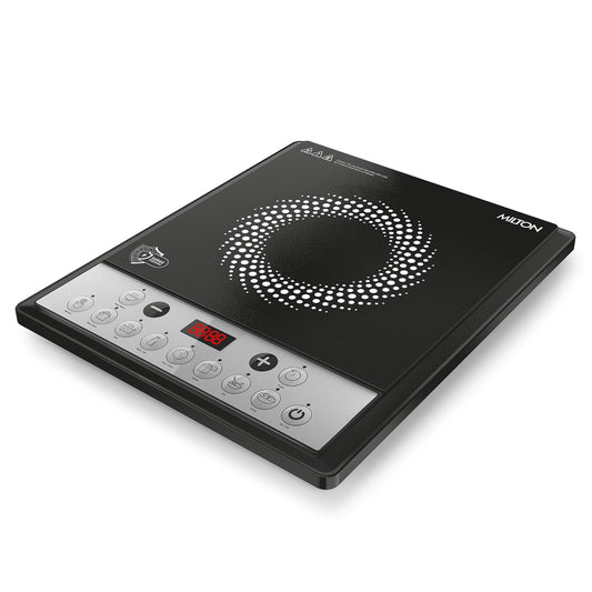 Milton Euroline Elio 16.0 Portable 1600 W Induction Cooktop | LED Display Panel, 5KV Surge Protection | Timer & Preset Menu Functions | Soft Touch Buttons | Fast Cooking | 3-Year Warranty on Coil