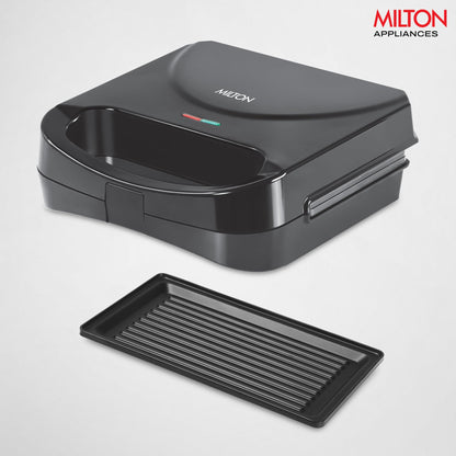 Milton Grill Toaster Machine HSG022 Grill Sandwich Maker, Sandwich Griller and Toaster, 750 Watt Sandwich maker Electric Griller for Home, Auto Cut off, 2 Year Warranty, Black