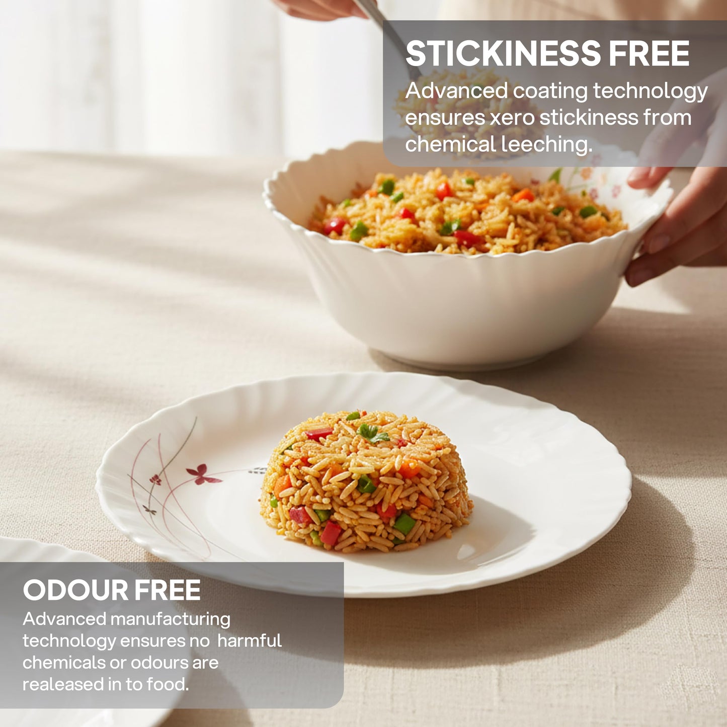 CELLO Lush Fiesta Dazzle Series Opalware Dinner Set of 37 Pieces for Family of 6 | Bone-Ash Free & Leadfree Opal Glass, Microwave & Dishwasher Safe, Plates & Bowls Crockery Set for Dining & Gifting