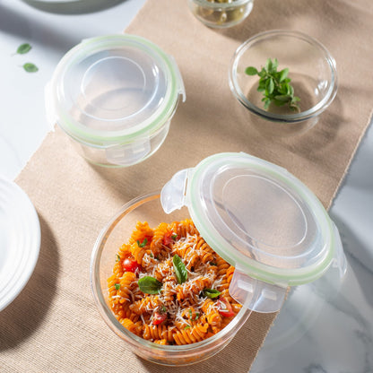Jaypee Plus Klaro Round 400ML Glass Storange Container Transparent (Pack of 2)