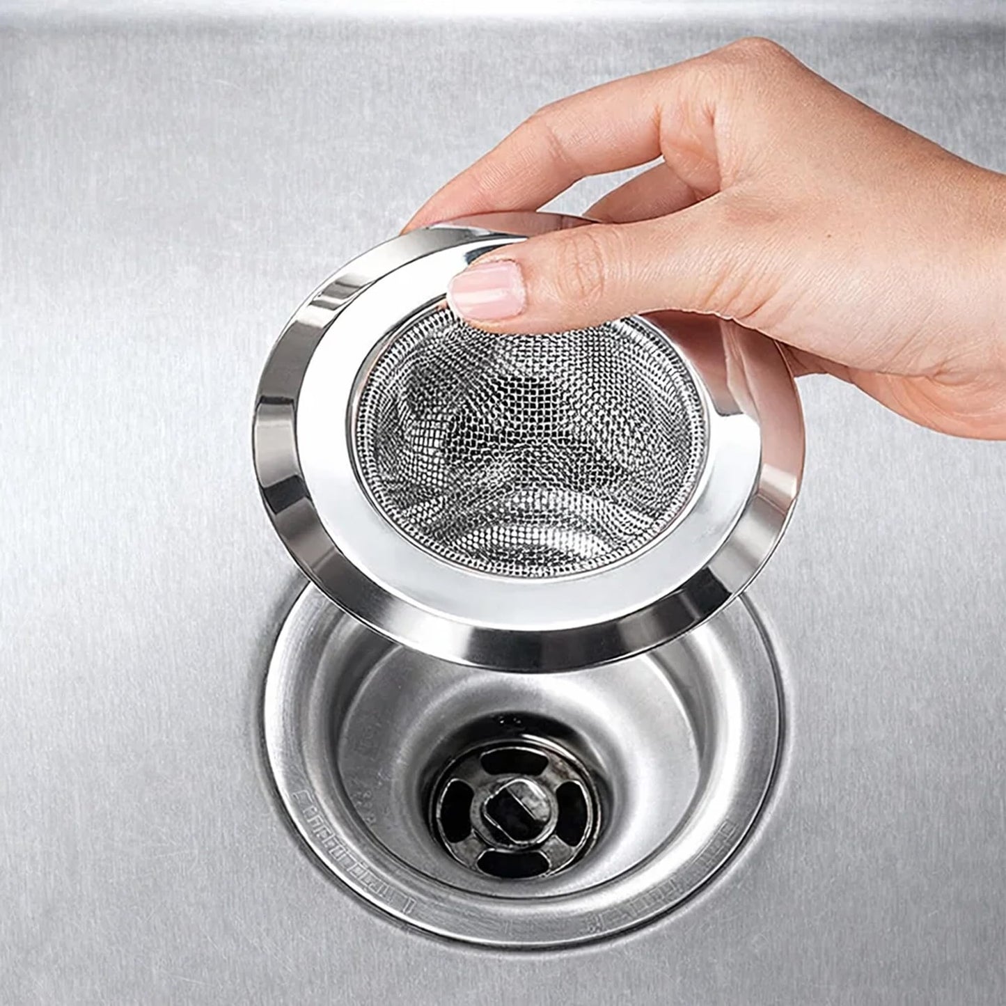 Sulfar Stainless Steel Sink Strainer & Stopper 4 Inch (10 cm) | 2 in 1 Kitchen Drain Filter Basket with Fine Mesh | Anti-Clog Basin Drain Cover for Sink, Washbasin, Durable Rust Resistant (Chrome)