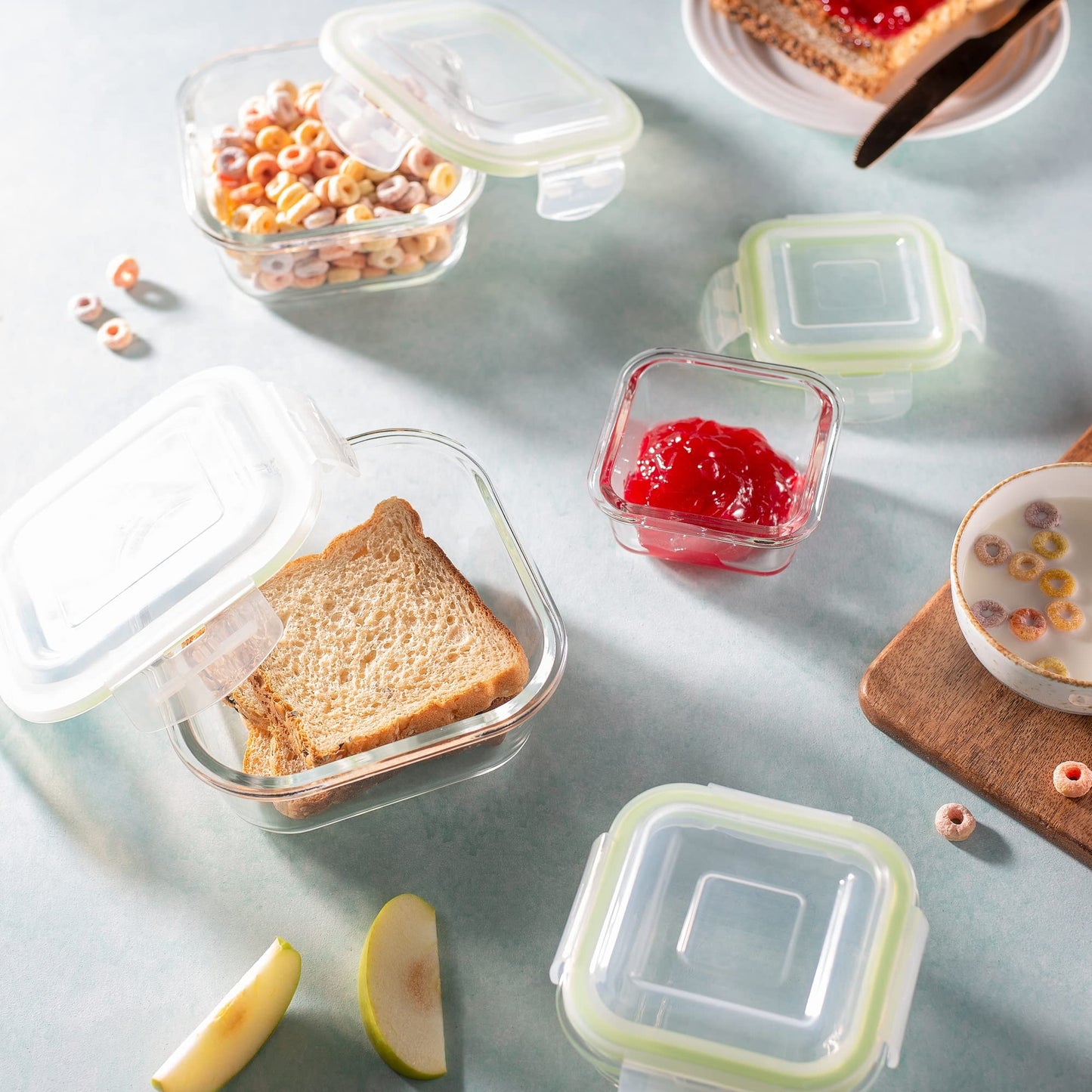 Jaypee Plus Klarozip Square 3 Microwave Safe Lunch Box for Office Glass Container Set of 3 (320+320+320) ml Transparent Container Leak Proof Tiffin Box