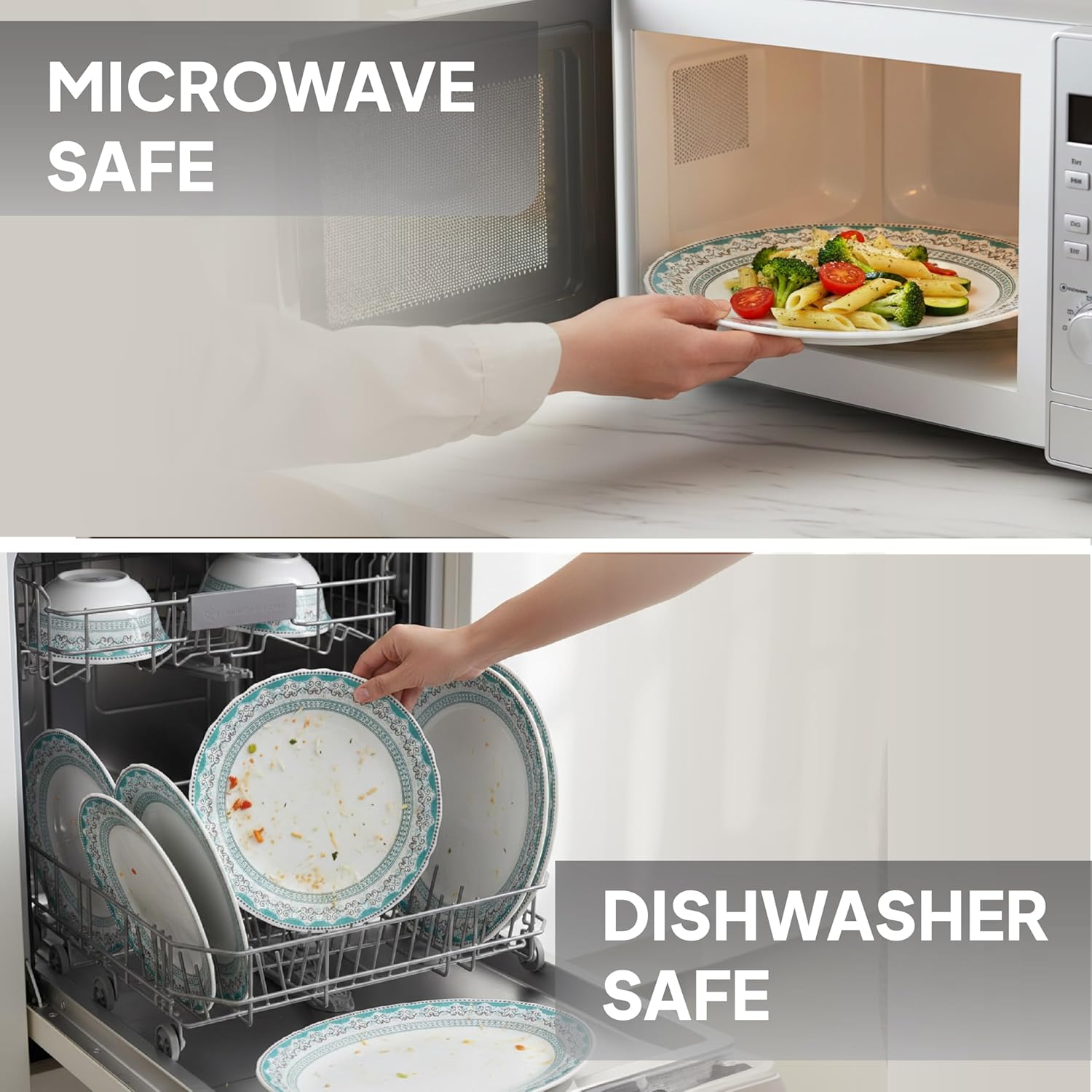 CELLO Celeste Imperial Plus Series Opalware Dinner Set of 27 Piece For Family of 6 | Bone-Ash Free & Leadfree Opal Glass Microwave & Dishwasher Safe Crockery Plates & Bowls Set For Daily Use & Gifting