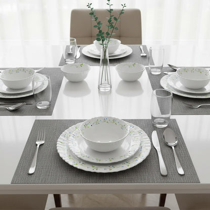 Cello Tropical Lagoon Dazzle Series Opalware Dinner Set, 35-Pieces, Service for 6, White