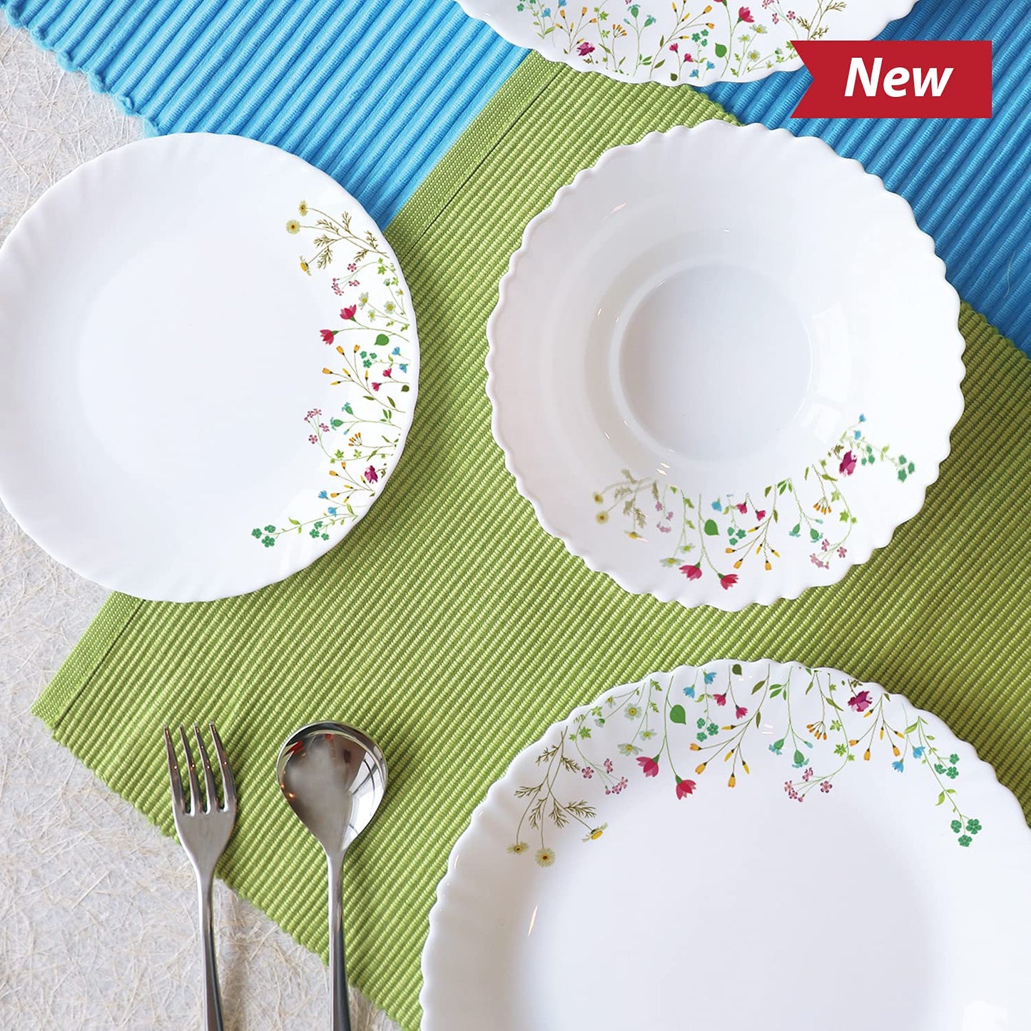 Cello Opalware Dinner Set - 37 Pieces, White