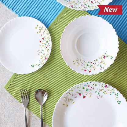 Cello Opalware Dinner Set - 37 Pieces, White