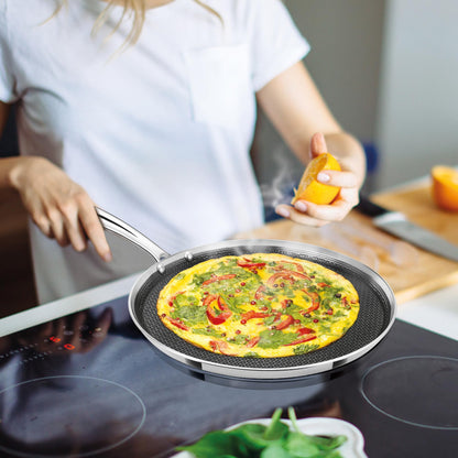 Milton Pro Cook Induction Cookware & Gas Stove Friendly Triply Stainless Steel Hexa Tech Omni Tawa 30cm | 3.5mm Thick | Greblon C3+ Coating Non Stick Dosa Tawa | PFOA-Free | Sturdy Handle |3Y Warranty