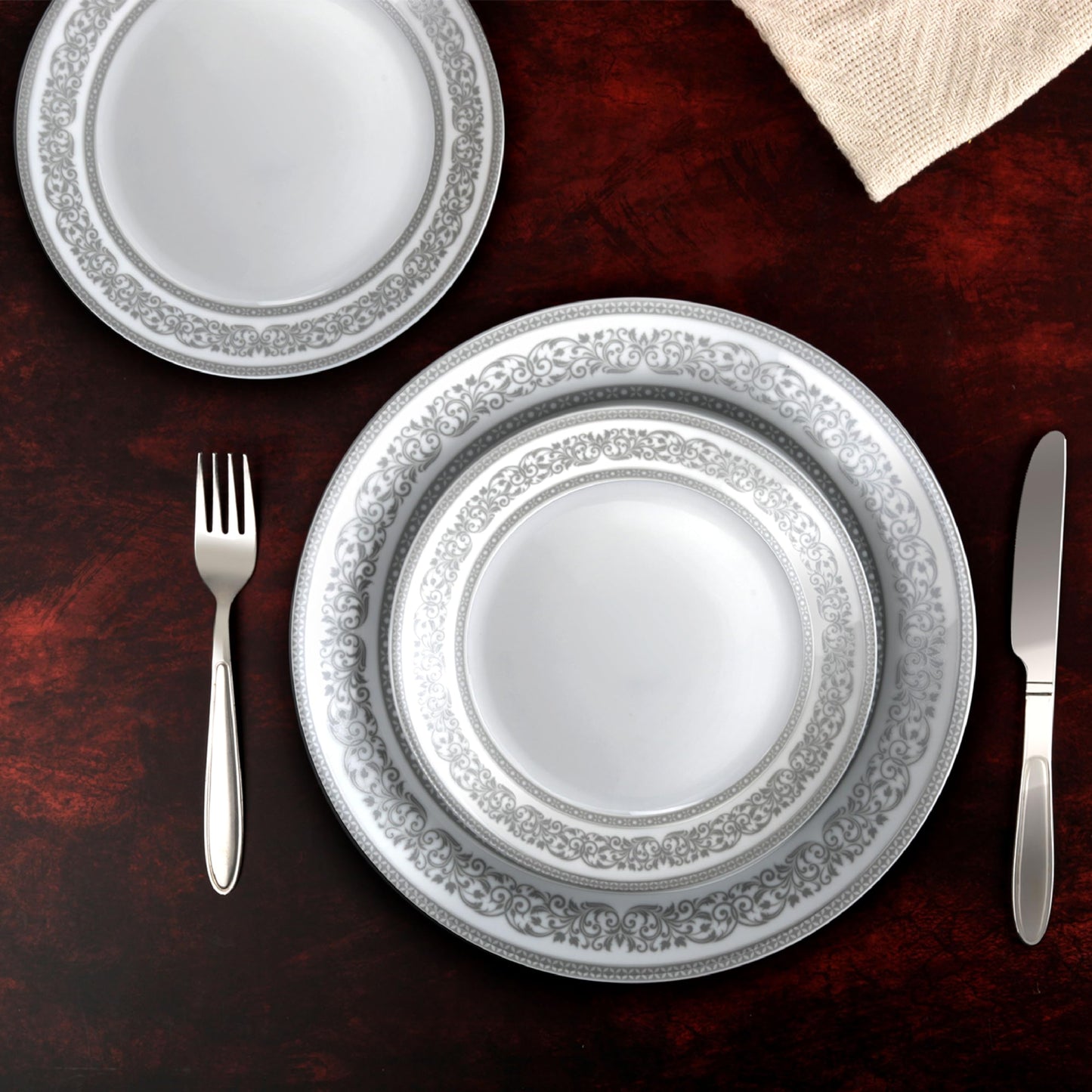 CELLO Argento Solitaire Series Opalware Dinner Set of 18 Pieces for Family of 6 | Bone-Ash Free & Leadfree Opal Glass Microwave & Dishwasher Safe, Crockery Plates & Bowls Set for Daily Use & Gifting