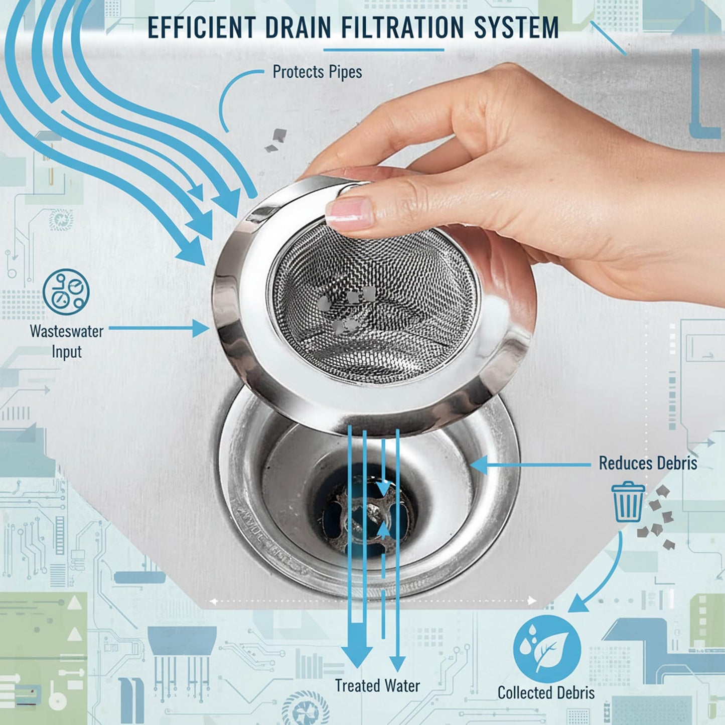 Sulfar Stainless Steel Sink Strainer & Stopper 4 Inch (10 cm) | 2 in 1 Kitchen Drain Filter Basket with Fine Mesh | Anti-Clog Basin Drain Cover for Sink, Washbasin, Durable Rust Resistant (Chrome)