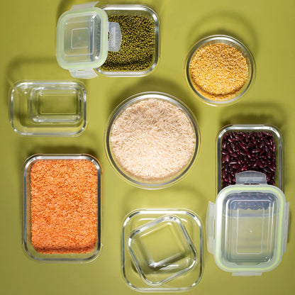 Jaypee Plus Klarozip Square 3 Microwave Safe Lunch Box for Office Glass Container Set of 3 (320+320+320) ml Transparent Container Leak Proof Tiffin Box