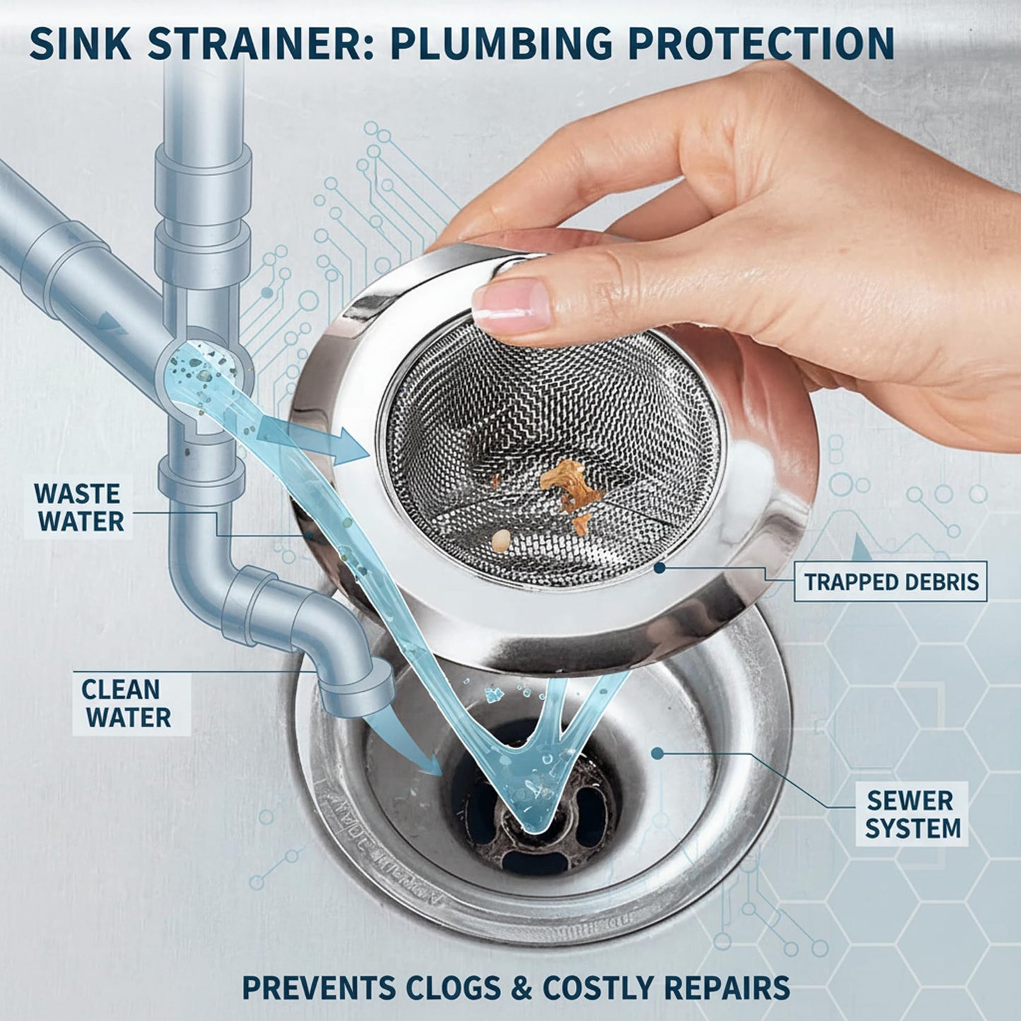 Sulfar Stainless Steel Sink Strainer & Stopper 4 Inch (10 cm) | 2 in 1 Kitchen Drain Filter Basket with Fine Mesh | Anti-Clog Basin Drain Cover for Sink, Washbasin, Durable Rust Resistant (Chrome)