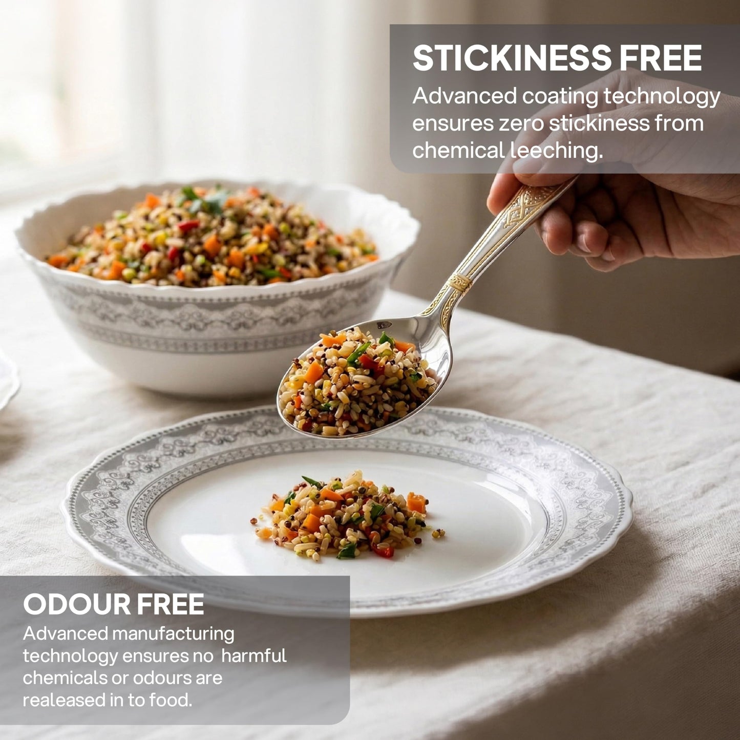 CELLO Oxford Imperial Plus Series Opalware Dinner Set of 33 Piece For Family of 6 | Bone-Ash Free & Leadfree Opal Glass Microwave & Dishwasher Safe, Crockery Plates & Bowls Set For Daily Use & Gifting