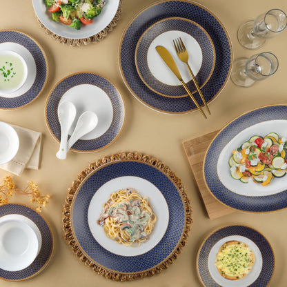 Cello Opalware Solitaire Series Sapphire Dinner Set, 27 Units | Opal Glass Dinner Set for 6 | Crockery Set for Festive Ocassions, Parties | White Plate and Bowl Set