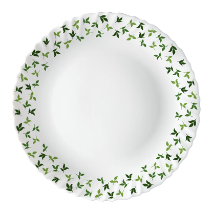 Larah by Borosil Sage Silk Series Opalware Dinner Set of Plates, Veg Bowls, Soup Bowl, Spoons, Serving Bowl with Lid