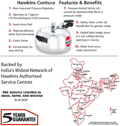 Hawkins Contura (HC50) 5 L Pressure Cooker (Aluminium)