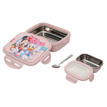 JAYPEE Steel Tek Jr. Insulated Lunch Box Mickey Mouse & Donald Duck, Pink, 400 ml