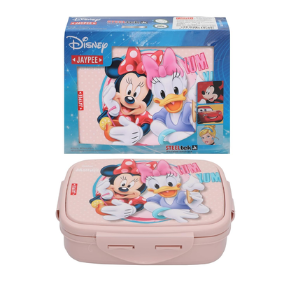 JAYPEE Steel Tek Jr. Insulated Lunch Box Mickey Mouse & Donald Duck, Pink, 400 ml