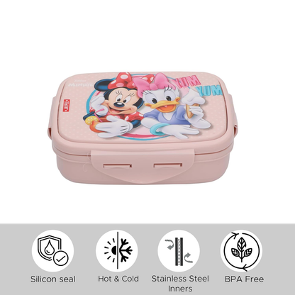 JAYPEE Steel Tek Jr. Insulated Lunch Box Mickey Mouse & Donald Duck, Pink, 400 ml